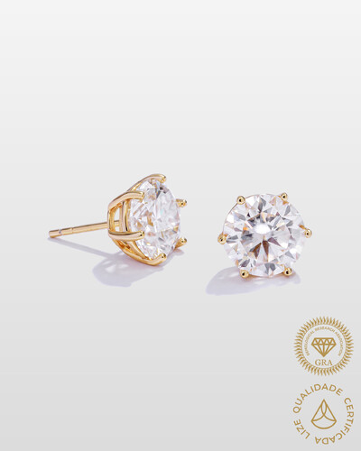 Foto Brinco Glitz - Moissanite 9,5 mm - 7.0ct - 6 garras - Prata 925