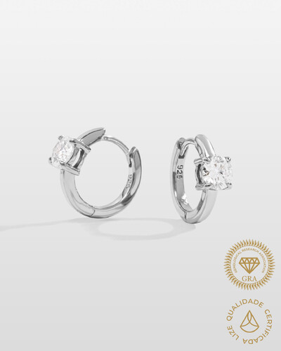 Foto Brinco Argola Mariah - Moissanite 5 mm - 1ct - - Prata 925