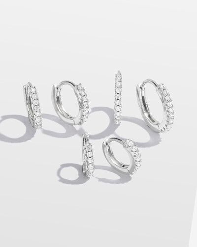 Foto Brinco Trio Argolas Beny Moissanite 1.2mm - 0.4ct - Prata 925