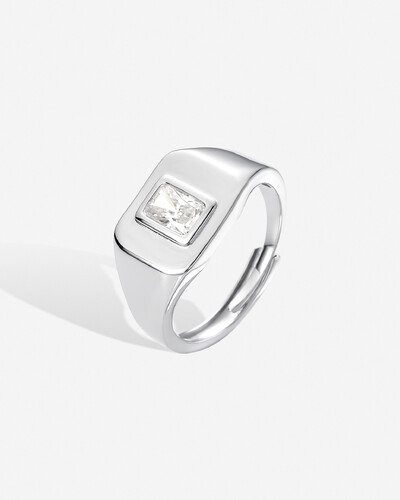 Foto Anel Mindinho Princess Ajustável - Moissanite - 6 mm- 0.8ct - Prata 925