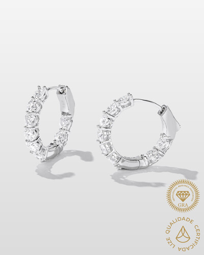 Foto Brinco Argola Eternity - P - Moissanite 3,5 mm- 2.47ct- Prata 925