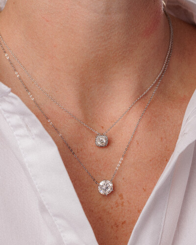 Foto Colar Selena Moissanite - 5 mm - 0.5ct - Prata 925