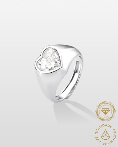 Foto Anel Mindinho Coração Yas- Moissanite - 8 mm- 2.0ct - Prata 925