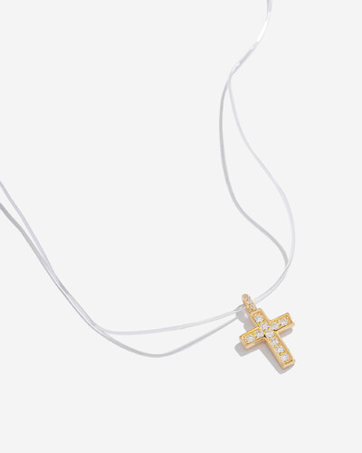 Foto Colar Fio Invisível & Cruz Catary Moissanite 2,0mm - 0.4ct - Prata 925