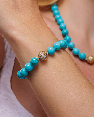 Foto Pulseira Esferas Howlita Turquesa