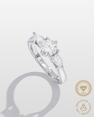 Foto Anel Cindy Princess - Moissanite - 6 mm- 0.8ct - Prata 925