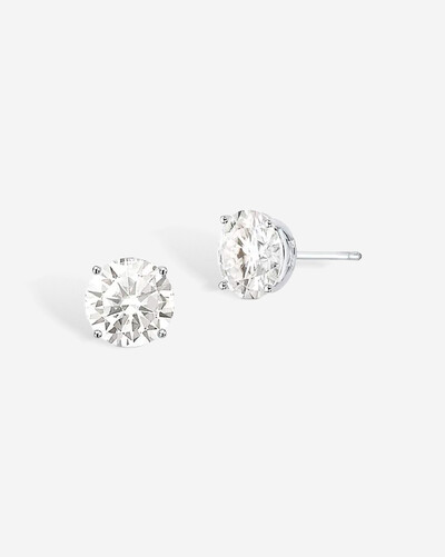 Foto Brinco Ponto de Luz - Moissanite 12 mm - 12ct - 4 Garras - Prata 925