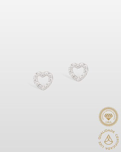 Foto Brinco Coração Encanto Moissanite 1mm - 0.139ct - Prata 925