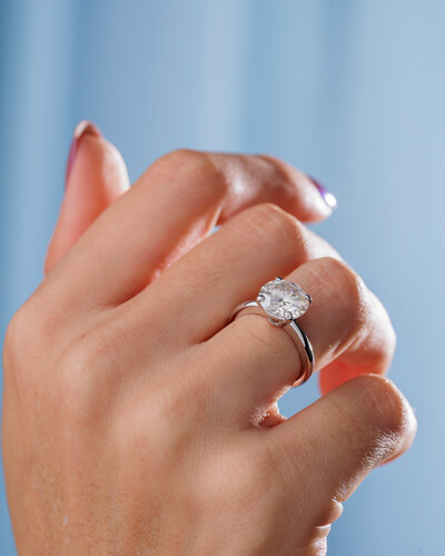 FotoAnel Solitário Moissanite Elena - 10 mm - 4.0 ct - Prata 925