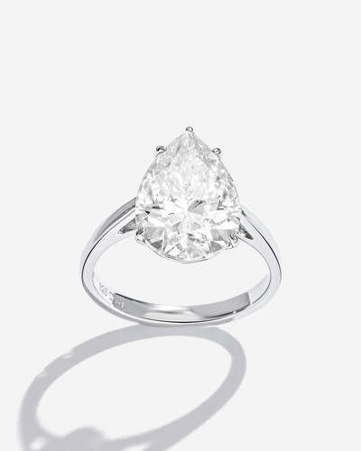 Foto Anel Solitário Gota Sarah - Moissanite - 14mm- 6.0ct - Prata 925
