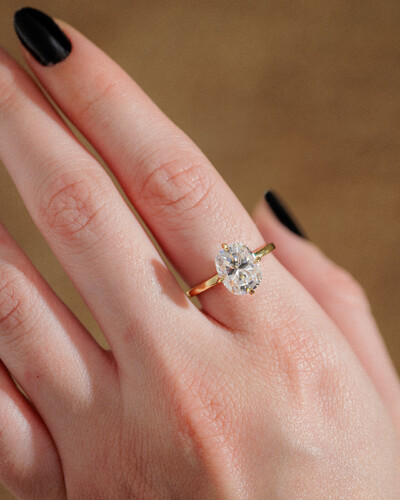 Foto Anel Solitário Elena - Moissanite - 10 mm- 4.0ct - 4 Garras - Prata 925