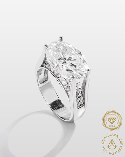 Foto Anel Glam - Moissanite - 14 mm- 8.0 ct - Prata 925