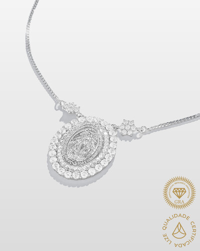 Foto Colar Medalha Milagrosa - Moissanite - Prata 925
