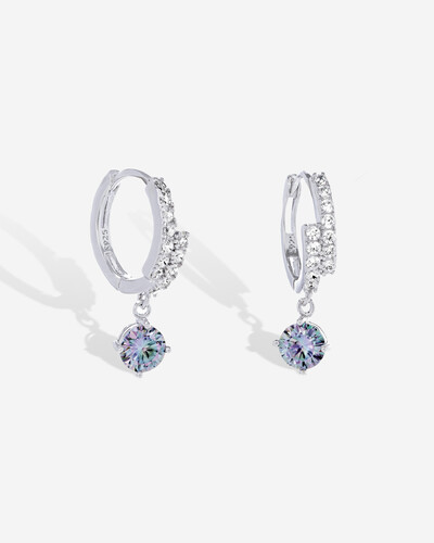 Foto Brinco Argola Lumini Moissanite Ciano - 5 mm - 0.5ct - Prata 925