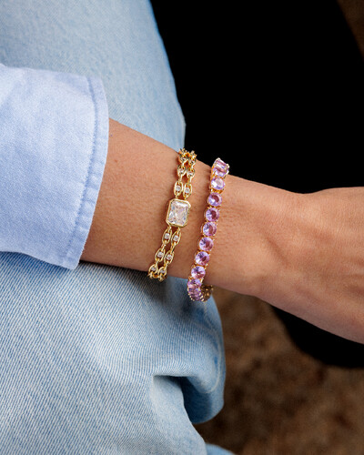 Foto Pulseira Riviera Colors Gold - 6mm - 4 garras - 16cm