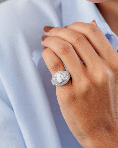 Foto Anel Mindinho Turquesa Branca - Moissanite - 1.5mm - 2.37ct - Prata 925