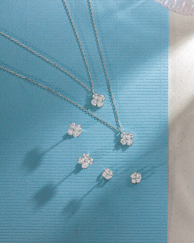 Foto Brinco Trevo Moissanite Mini 3x3mm 0.8ct- Prata 925