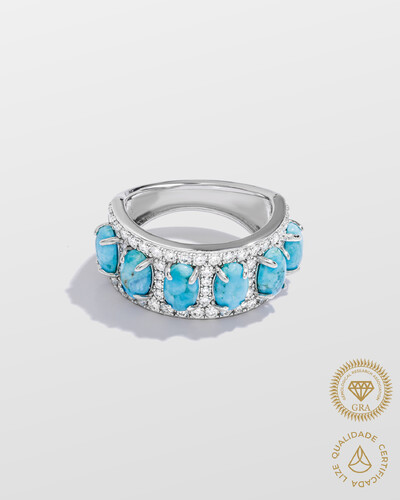 Foto Anel Aparador Turmalina Fusion Moissanite -1.5mm - 0.64ct - Prata 925