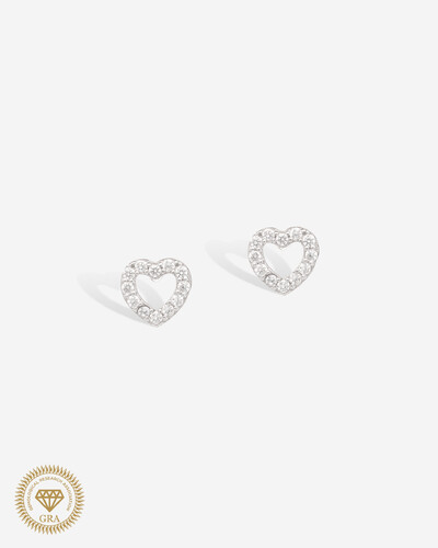 Foto Brinco Coração Encanto Moissanite 1mm - 0.139ct - Prata 925