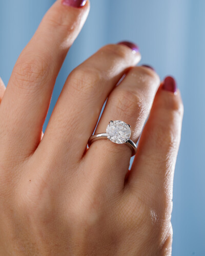 Foto Anel Solitário Moissanite Elena - 10 mm - 4.0 ct - Prata 925