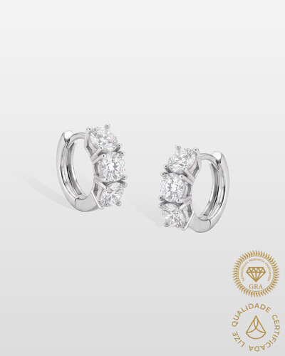 Foto Brinco Argola Emy Moissanite - 4 mm - 0.3ct - Prata 925