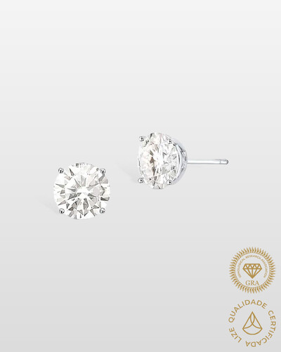 Foto Brinco Ponto de Luz - Moissanite 12 mm - 12ct - 4 Garras - Prata 925