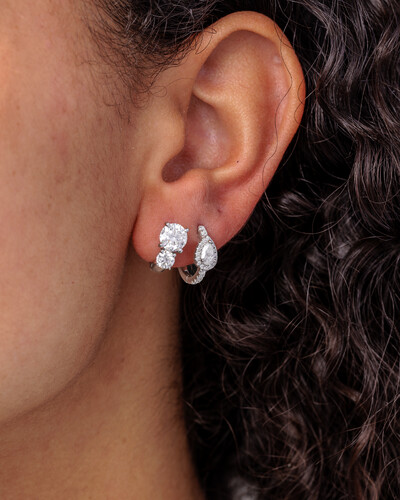 FotoBrinco Argola Moissanite Lyra - 3,5 mm - Prata 925