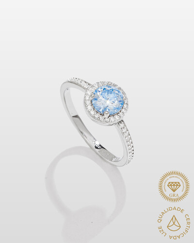 Foto Anel Luxo Color Moissanite - 0.8ct - 6 mm - Prata 925