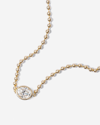 Foto Colar de Bolinhas Kelly - Moissanite 8 mm x 10 mm - 3ct - Prata 925