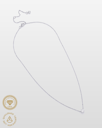 Foto Colar Ponto de Luz Glitz - Moissanite 5 mm - 0.5ct - 6 garras - Prata 925 - Banho Ródio