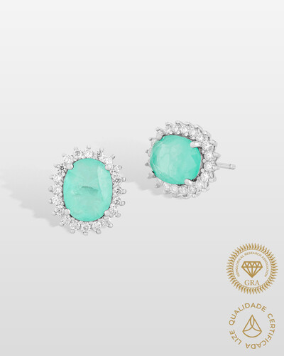 Foto Brinco Oval Beatrice Moissanite 7x9mm - Prata 925