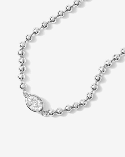 Foto Colar de Bolinhas Kelly - Moissanite 5 mm x 7 mm - 1.0ct - Prata 925