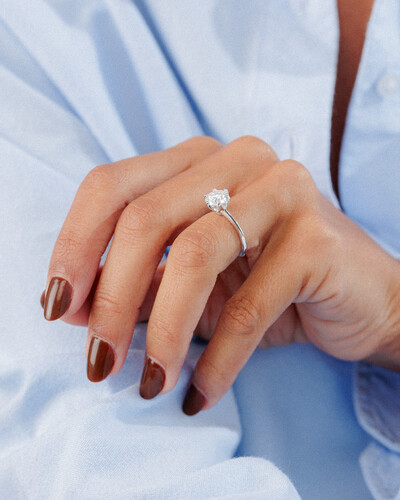 Foto Anel Solitário Glitz - Moissanite 8 mm - 6 garras - 2ct - Prata 925