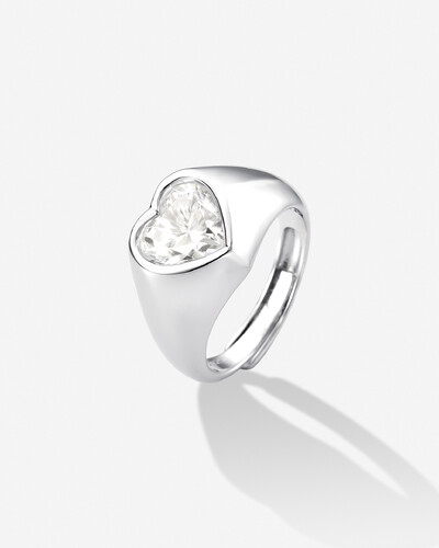 Foto Anel Mindinho Coração Yas- Moissanite - 8 mm- 2.0ct - Prata 925