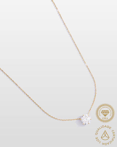 Foto Colar Ponto de Luz Glitz - Moissanite - 9,5 mm - 3.5ct - 6 garras - Prata 925