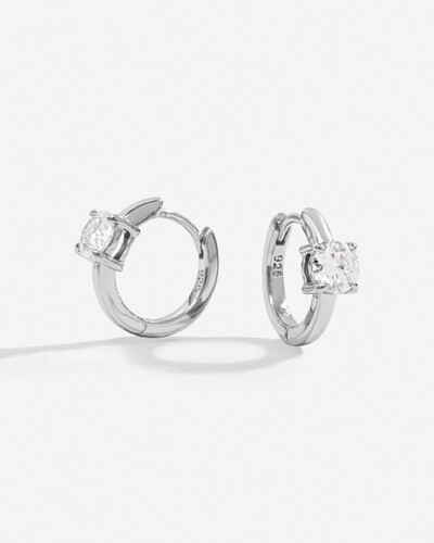Foto Brinco Argola Mariah - Moissanite 5 mm - 1ct - - Prata 925