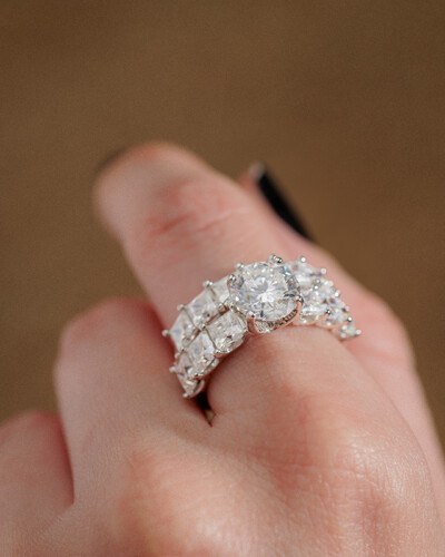 Foto Anel Duplo Celine - Moissanite - 8,5 mm- 7.78ct - Prata 925