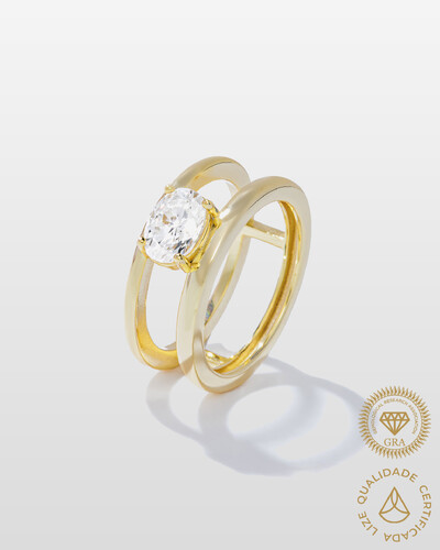 Foto Anel Queen Duplo Moissanite - 8,6 mm - 1.5ct - Prata 925