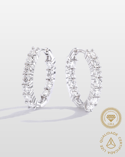Foto Brinco Argola Verônica - Moissanite - 2 cm -3,0 mm- 0.1ct - Prata 925