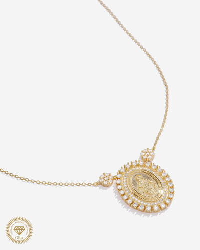 Foto Colar Medalha Nossa Senhora Das Graças Moissanite - 2,2mm - 1.7ct - Prata 925
