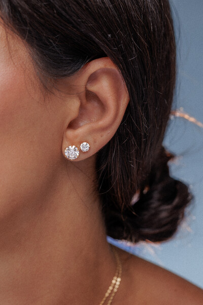 Foto Brinco Glitz - Moissanite 8 mm - 4.0ct - 6 garras - Prata 925