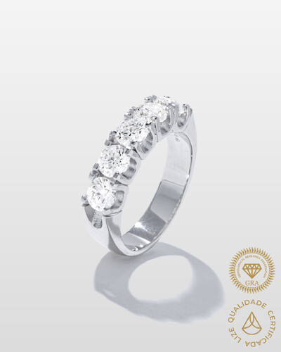 Foto Anel Aparador Princess Moissanite - 5 mm - 0.8ct - 4 garras - Prata 925