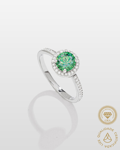 Foto Anel Luxo Color Moissanite - 0.8ct - 6 mm - Prata 925