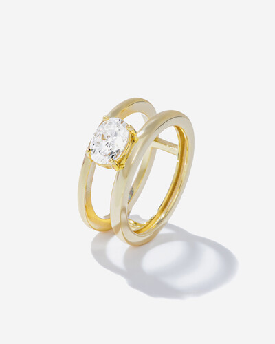 Foto Anel Queen Duplo Moissanite - 8,6mm - Prata 925