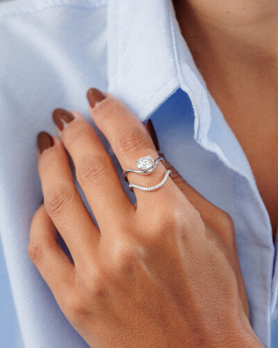 Foto Anel Duplo Nalina - Moissanite - 8,0 mm - 2.2ct - Prata 925