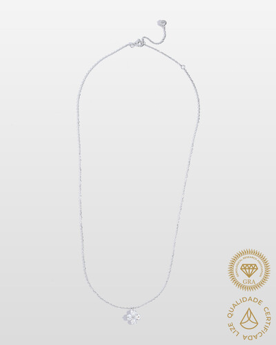 Foto Colar Trevo Moissanite - 4x4mm - 1.2ct- Prata 925