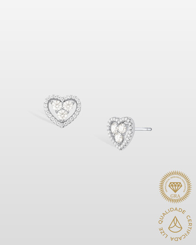 Foto Brinco Gisela - Moissanite Coração 3 mm- 0.1ct - Prata 925