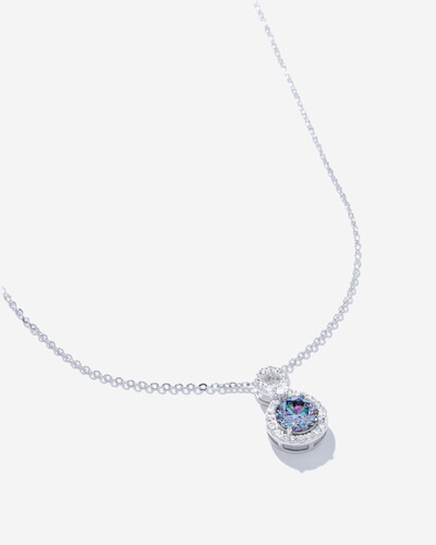 FotoColar Bright Lumini Moissanite Ciano - 6,5 mm - Prata 925