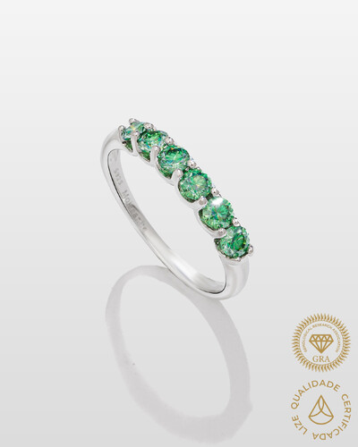Foto Anel Aparador Moissanite Classic Color - 3 mm - 0.1ct - Prata 925