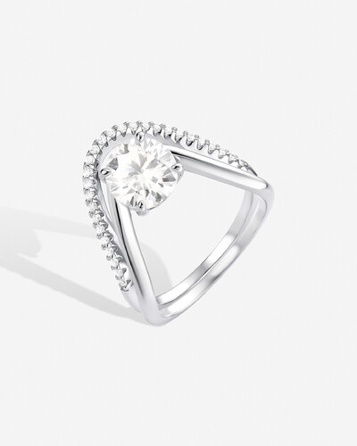 Foto Anel Duplo Nalina - Moissanite - 8,0 mm - 2.2ct - Prata 925